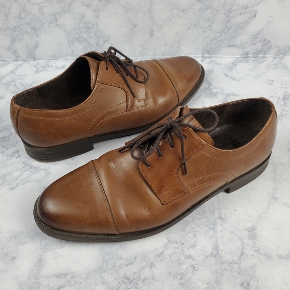 Cole Haan 11.5 M Dustin Ca Ox II oxford Dress Shoes C24042 Tan Leather Lace up - Picture 1 of 12
